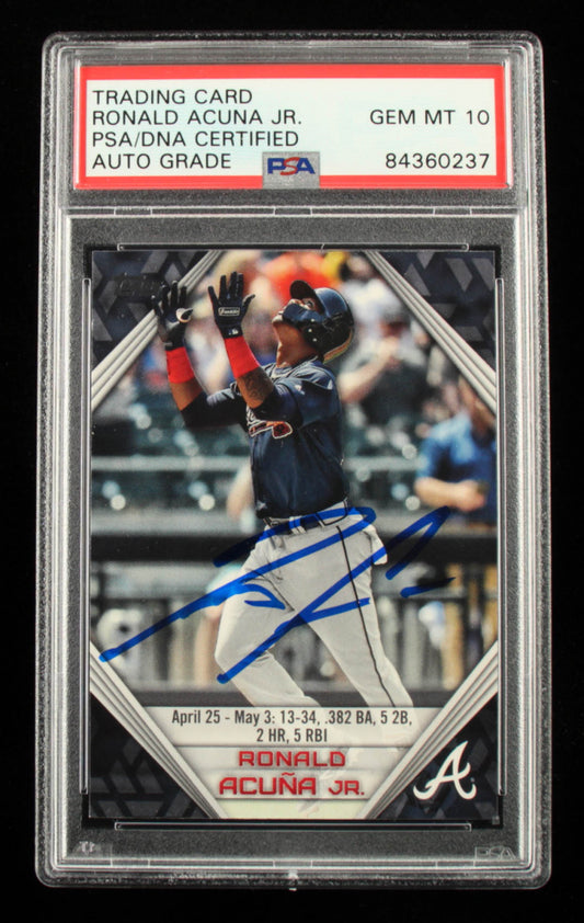 Ronald Acuna Jr. Signed 2019 Topps Ronald Acuna Highlights #RA18 - Autograph Graded PSA 10