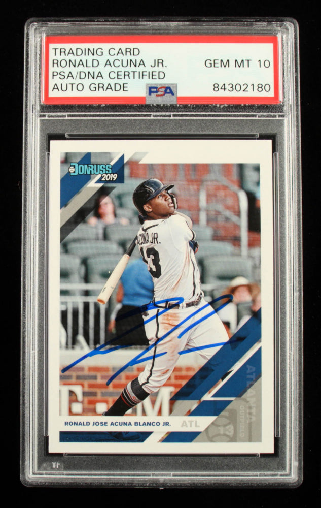 Ronald Acuna Jr. Signed 2019 Donruss #87 - Autograph Graded PSA 10