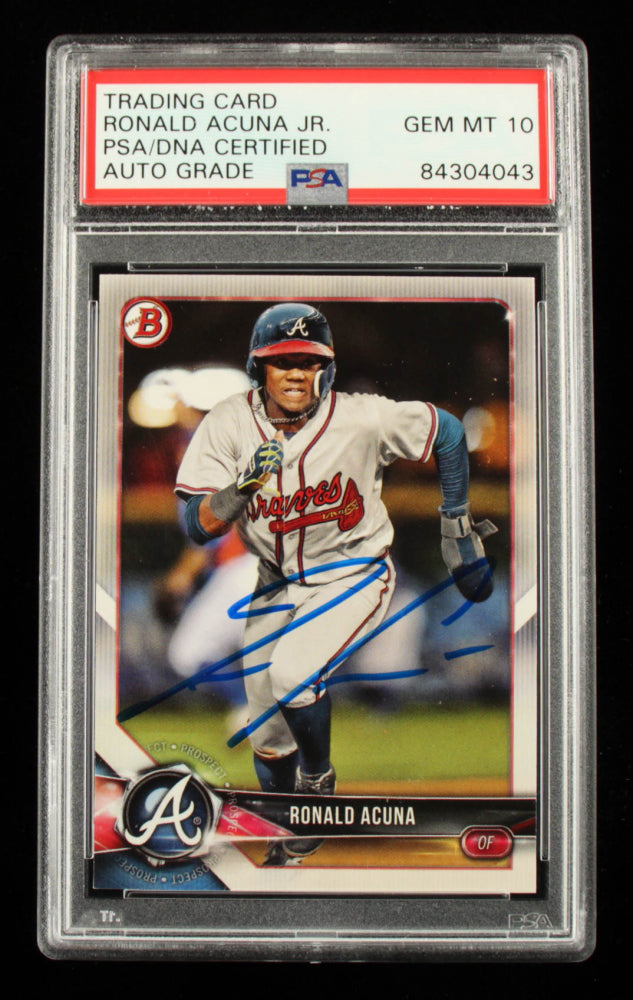 Ronald Acuna Jr. Signed 2018 Bowman Prospects #BP1 - Autograph Graded PSA 10 - Rookie Card