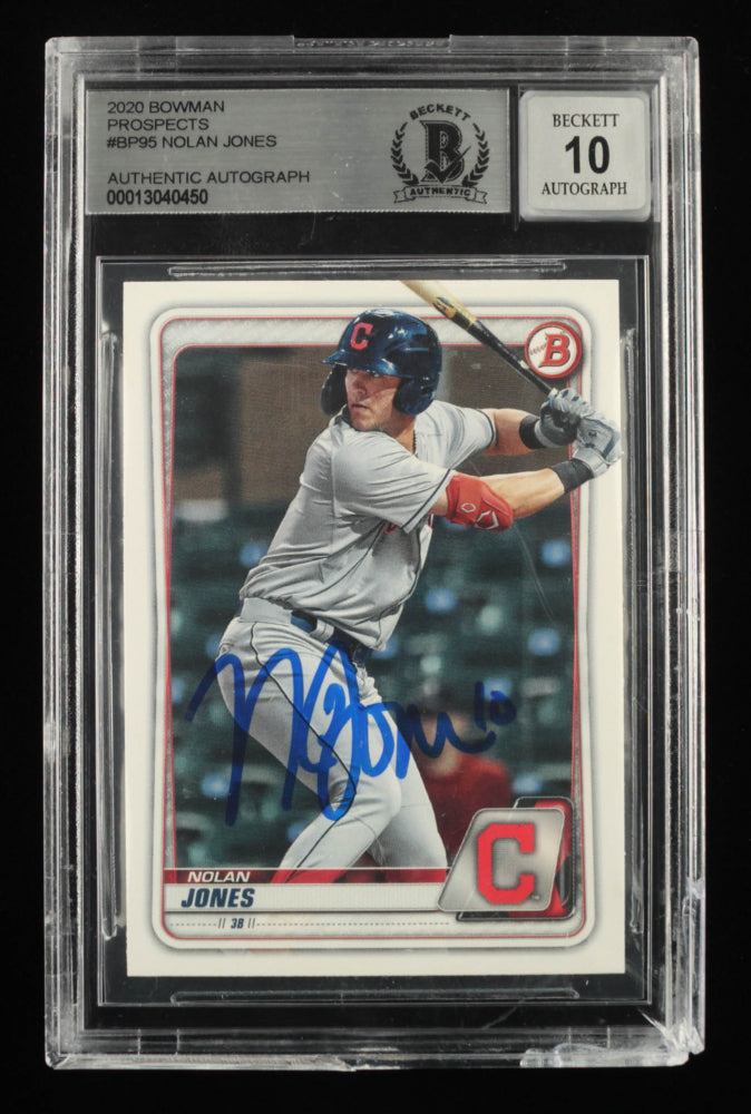 Nolan Jones Signed 2020 Bowman Prospects #BP95 - Rookie Card | Autograph Graded Beckett (BGS) 10