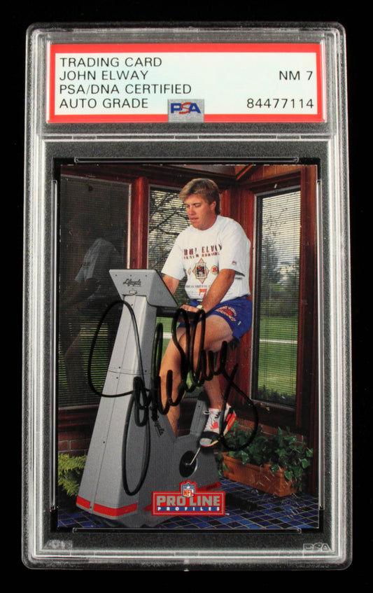 John Elway 1992 Pro Line Profiles Autographs #231 - Autograph Graded PSA 7