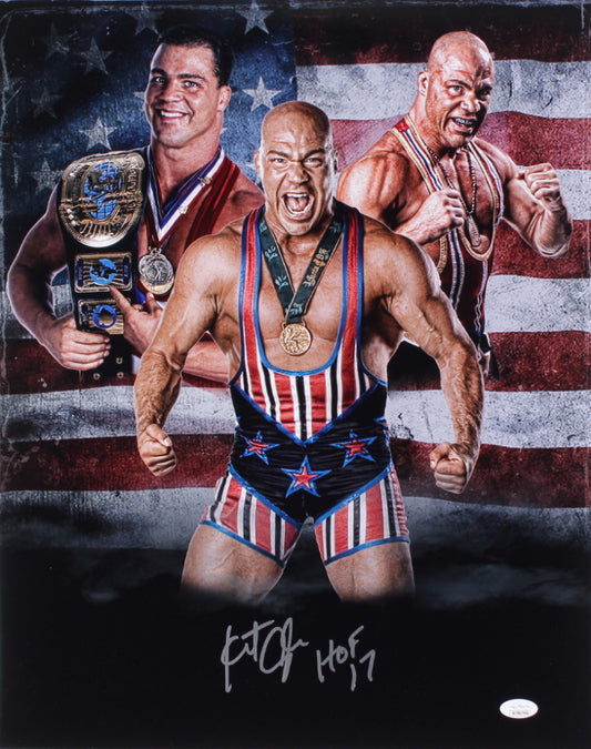 Kurt Angle Signed WWE 16x20 Photo Inscribed "HOF 17" (JSA)