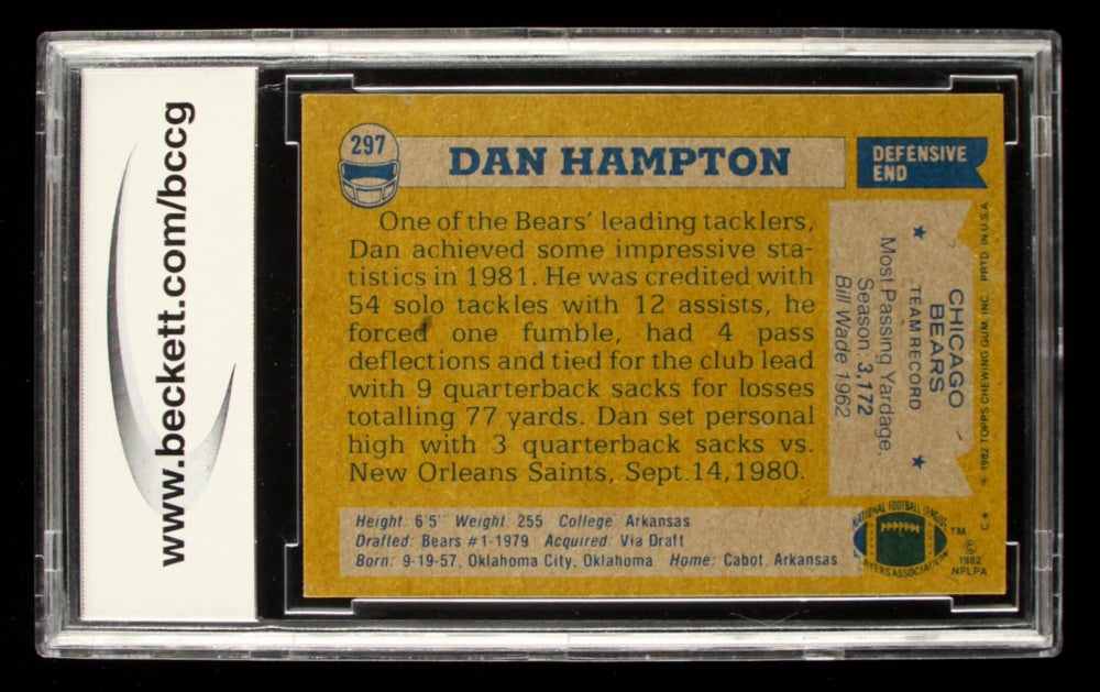 Dan Hampton Signed 1982 Topps #297 (PSA)