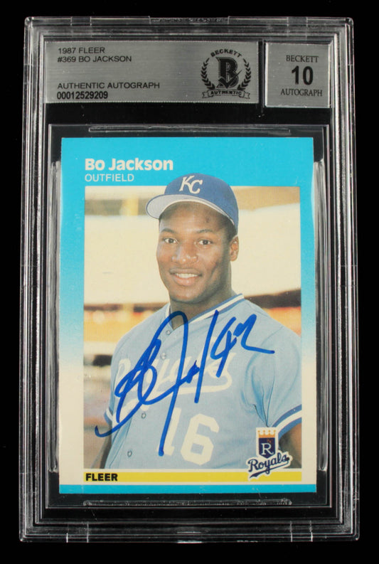 Bo Jackson Signed 1987 Fleer #369 - Autograph Graded Beckett (BGS) 10 - Rookie Card