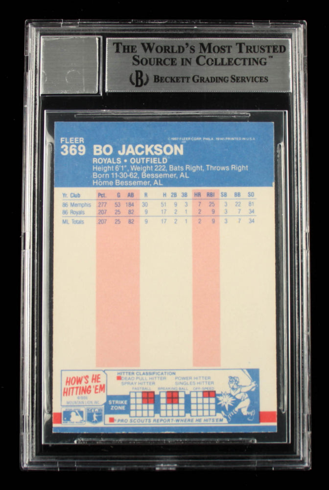 Bo Jackson Signed 1987 Fleer #369 - Autograph Graded Beckett (BGS) 10 - Rookie Card