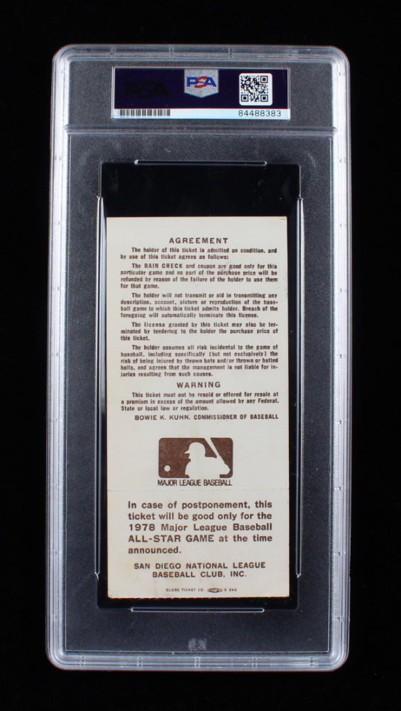 Nolan Ryan Signed 1978 All-Star Game Ticket - Autograph Graded (PSA) 10