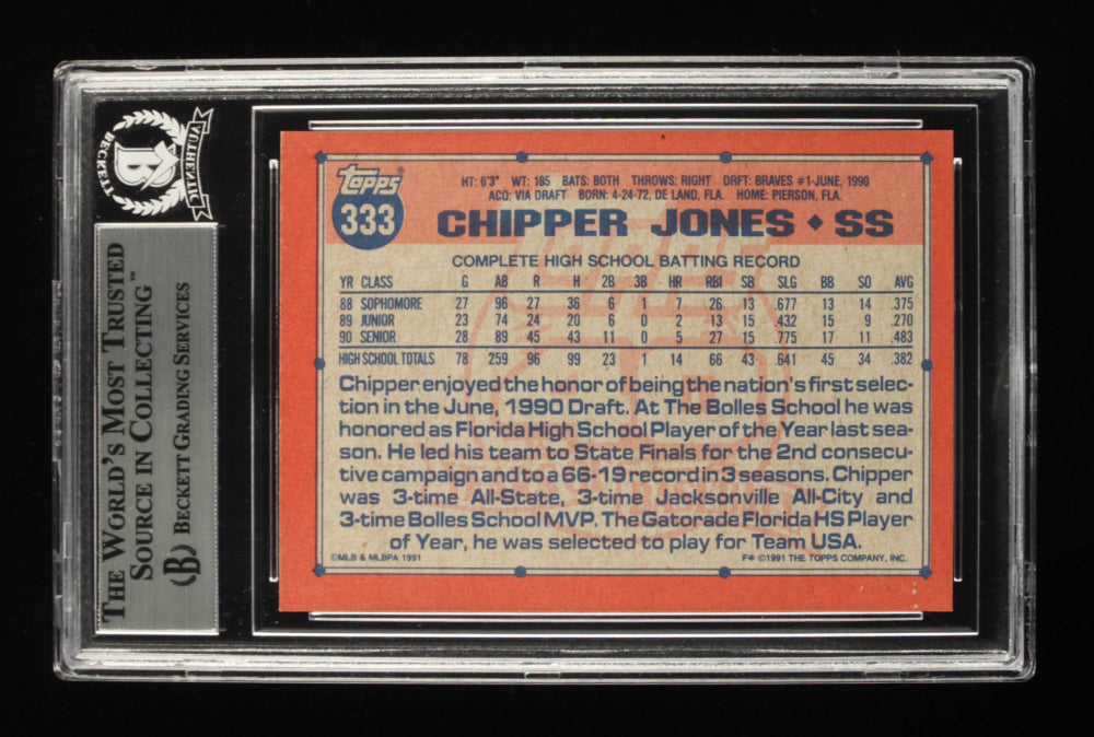 Chipper Jones Signed 1991 Topps #333 (BGS) Rookie Card