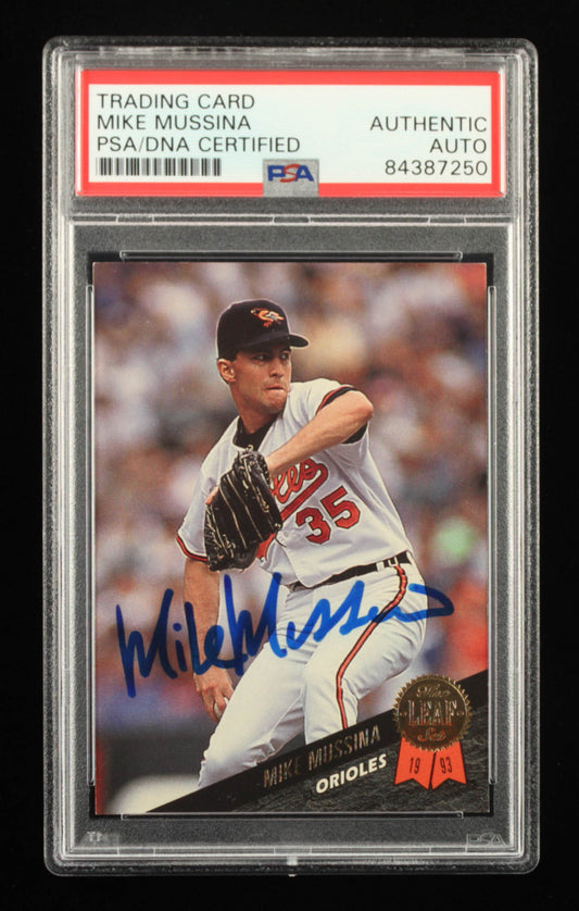 Mike Mussina Signed 1993 Leaf #343 (PSA)