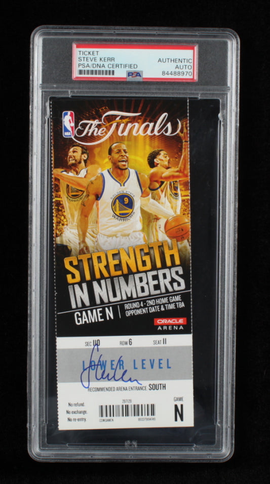 Steve Kerr Signed 2015 NBA Finals Game 2 Ticket (PSA)