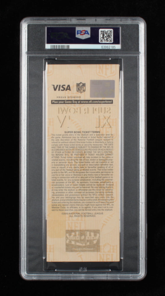 Drew Brees Signed 2010 NFL Super Bowl XLIV Ticket - Autograph Graded (PSA) 10