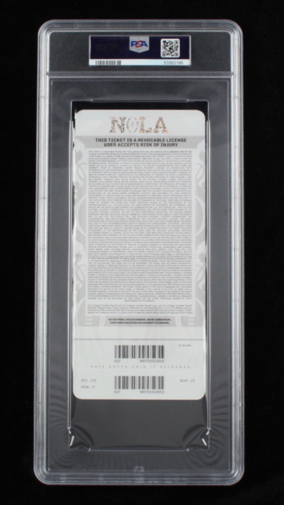 Joe Burrow Signed 2020 College Football Playoff National Championship Ticket - Autograph Graded (PSA) 9