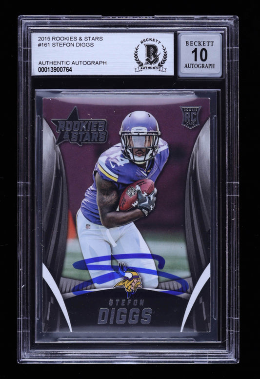 Stefon Diggs Signed 2015 Rookies and Stars #161  Autograph Graded Beckett 10 | Rookie Card