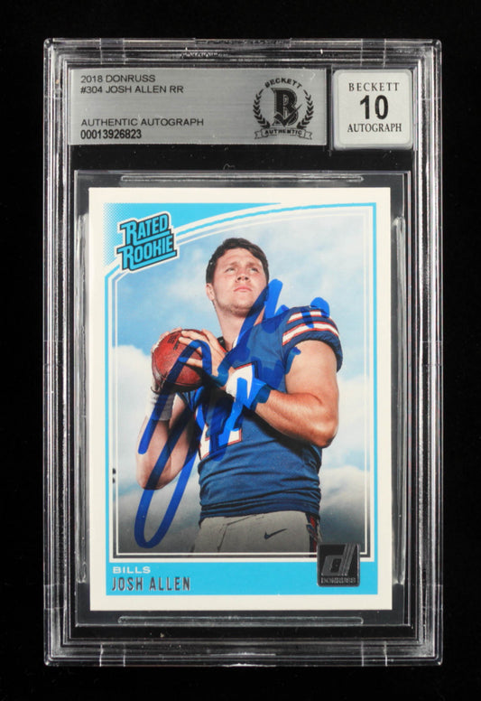 Josh Allen Signed 2018 Donruss #304 RR RC - Autograph Graded Beckett (BGS) 10 - Rookie Card