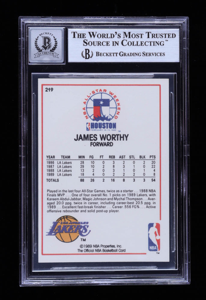 James Worthy Signed 1989-90 Hoops #219 AS / Autograph Graded Beckett (BGS) 10