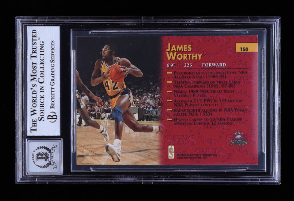 James Worthy Signed 1996 Topps Stars #150 Autograph Graded Beckett (BGS) 10