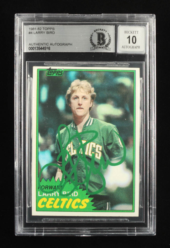 Larry Bird Signed 1981-82 Topps #4 - Autograph Graded Beckett (BGS) 10