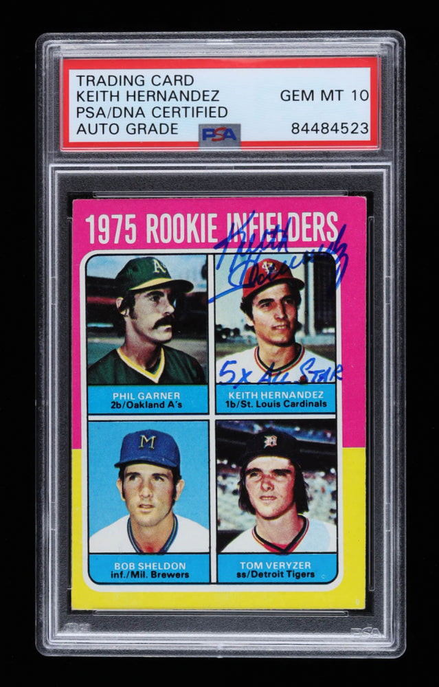 Keith Hernandez Signed 1975 Topps #623 Rookie Infielders Inscribed "5x All Star"  Autograph Graded PSA 10 - Rookie Card