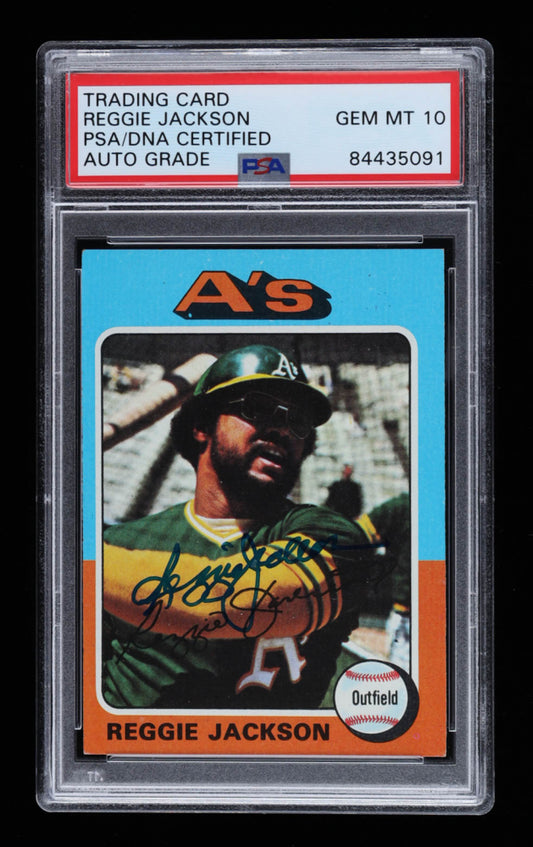 Reggie Jackson Signed 1975 Topps #300 - Autograph Graded PSA 10