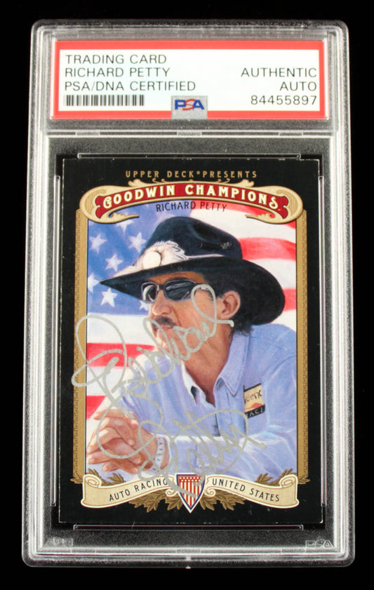 Richard Petty Signed 2012 Upper Deck Goodwin Champions #62 (PSA)