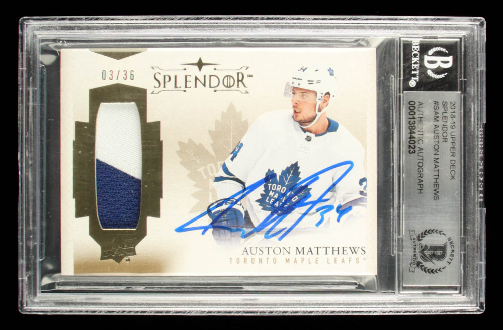 Auston Matthews Signed 2018-19 Upper Deck Splendor #S-AM  - Serially Numbered #03 / 36 | Autograph Graded Beckett (BGS) 10