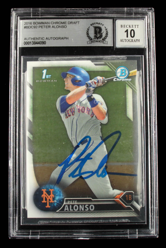 Pete Alonso Signed 2016 Bowman Chrome Draft #BDC92 (BGS) Rookie Card | Autograph Graded Beckett (BGS) 10