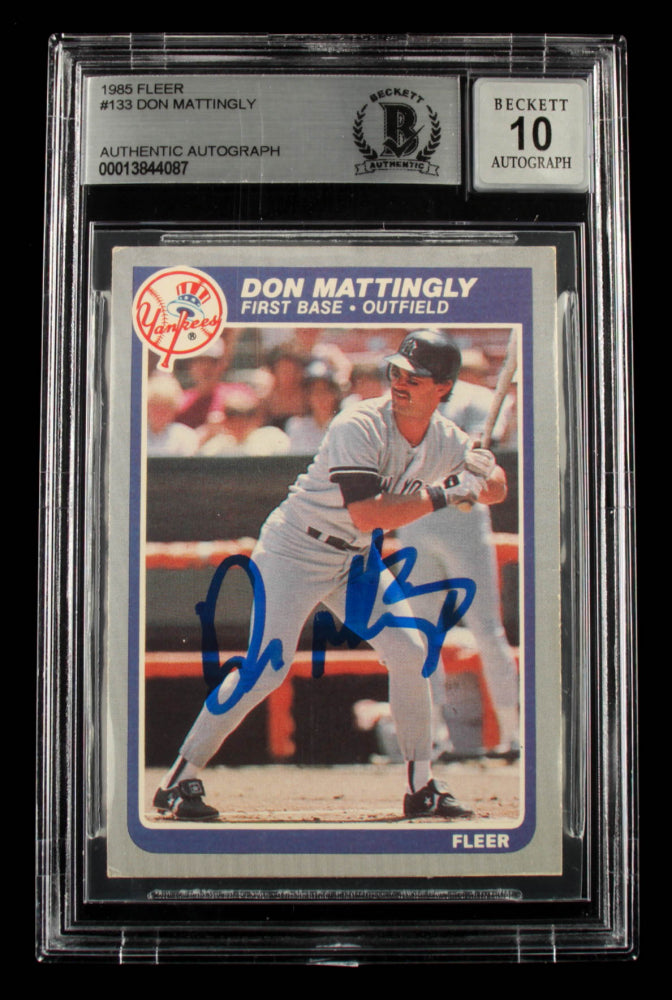 Don Mattingly Signed 1985 Fleer #133 - Autograph Graded Beckett (BGS) 10