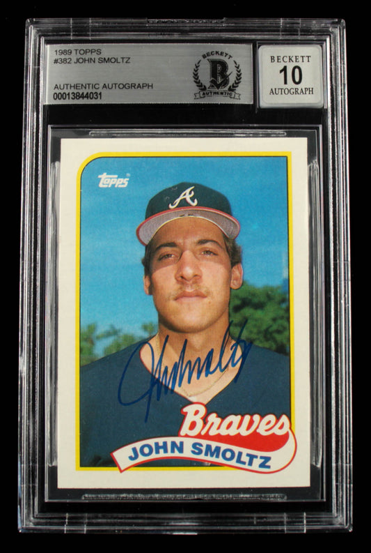 John Smoltz Signed 1989 Topps #382 - Rookie Card | Autograph Graded Beckett (BGS) 10