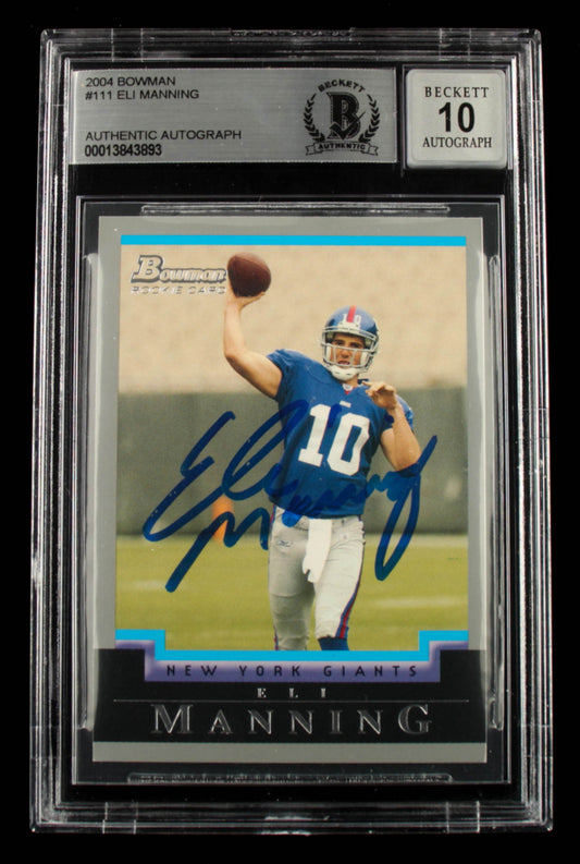 Eli Manning Signed 2004 Bowman #111 - Rookie Card | Autograph Graded Beckett (BGS) 10