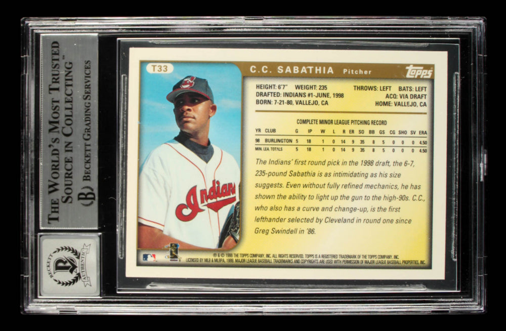 C.C. Sabathia Signed 1999 Topps Traded #T33 - Rookie Card | Autograph Graded Beckett (BGS) 10