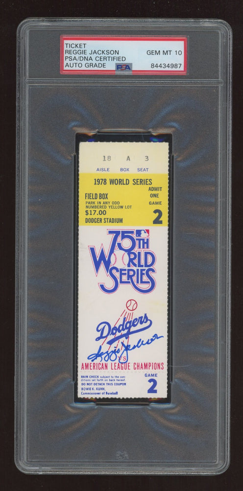 Reggie Jackson Signed 1978 World Series Game 2 Ticket - Autograph Graded PSA 10