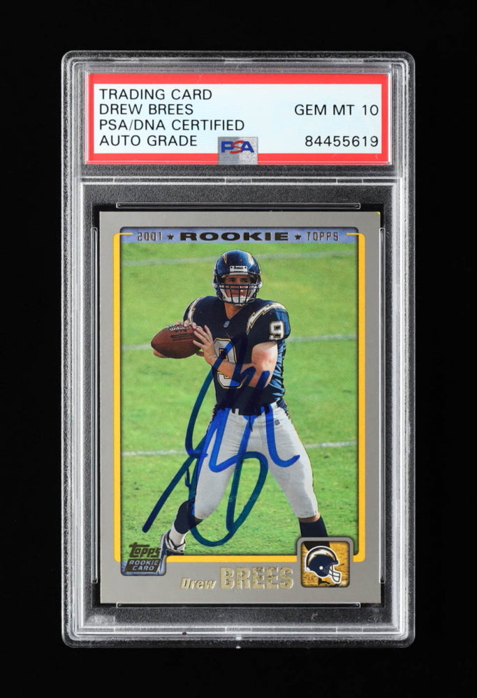 Drew Brees Signed 2001 Topps #328 - Autograph Graded PSA 10 - Rookie Card