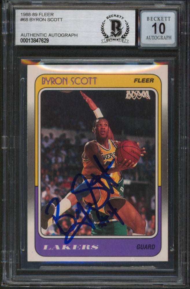 Byron Scott Signed 1988-89 Fleer #68 Autograph Graded Beckett (BGS) 10