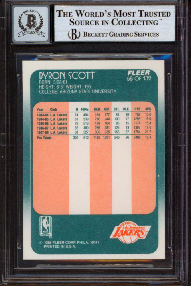 Byron Scott Signed 1988-89 Fleer #68 Autograph Graded Beckett (BGS) 10