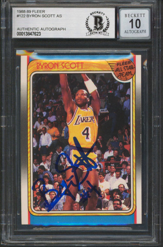 Byron Scott Signed 1988-89 Fleer #122 AS - Autograph Graded Beckett (BGS) 10