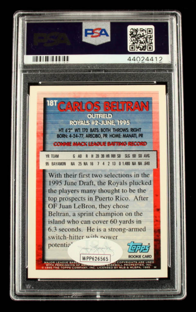 Carlos Beltran Signed 1995 Topps Traded #18T - Autograph Graded PSA 10 - Rookie Card