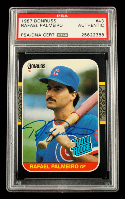 Rafael Palmeiro Signed 1987 Donruss #43 (PSA) - Rookie Card