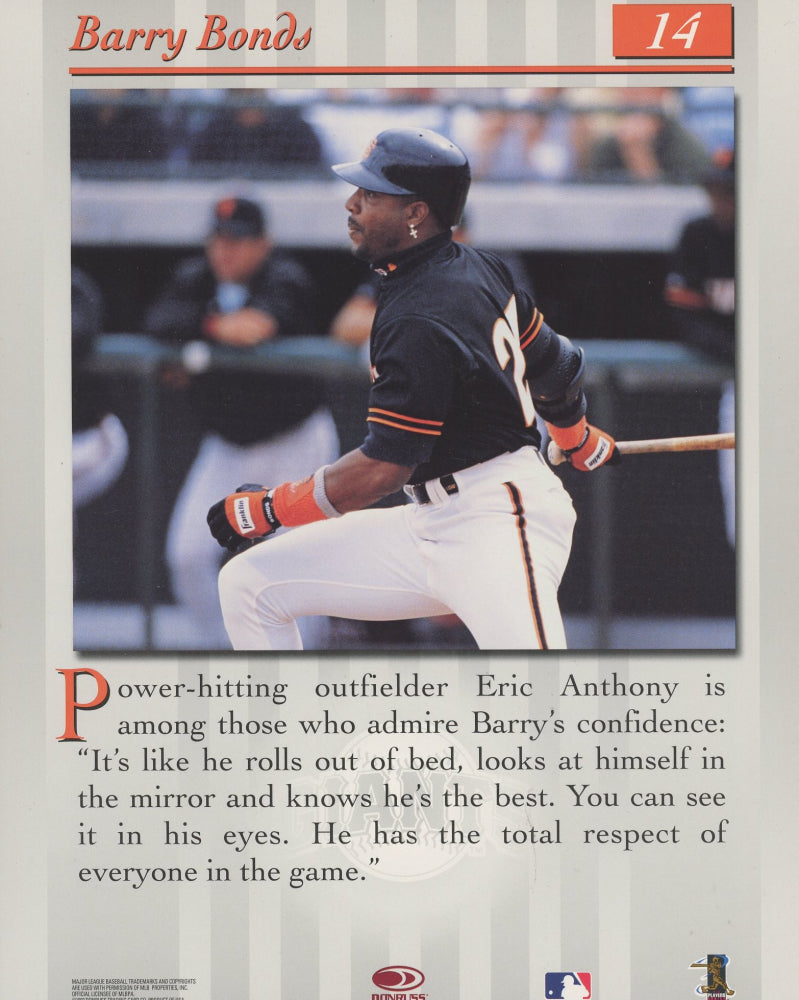 Barry Bonds Signed 1997 Studio Portraits 8x10 #14 (Bonds)