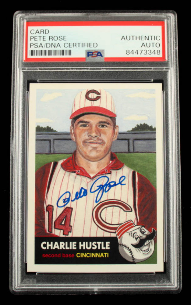 Pete Rose Signed Reds Trading Card (PSA)