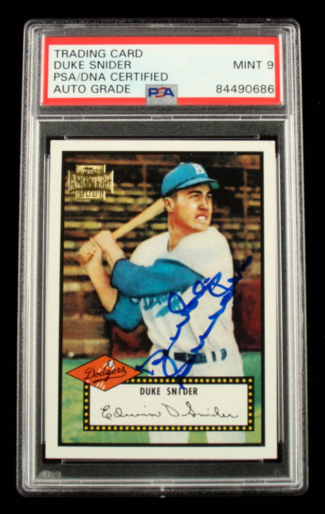 Duke Snider Signed 1983 Topps 1952 Reprint #37 - Autograph Graded PSA 9