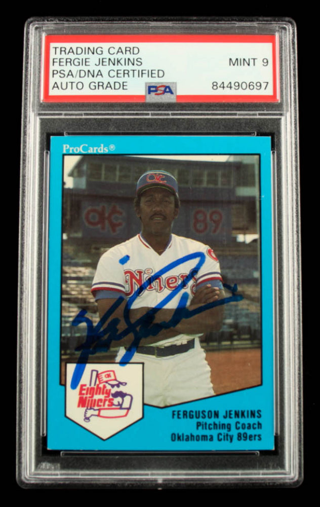 Fergie Jenkins Signed 1989 Oklahoma City 89ers ProCards #1513 CO - Autograph Graded PSA 9