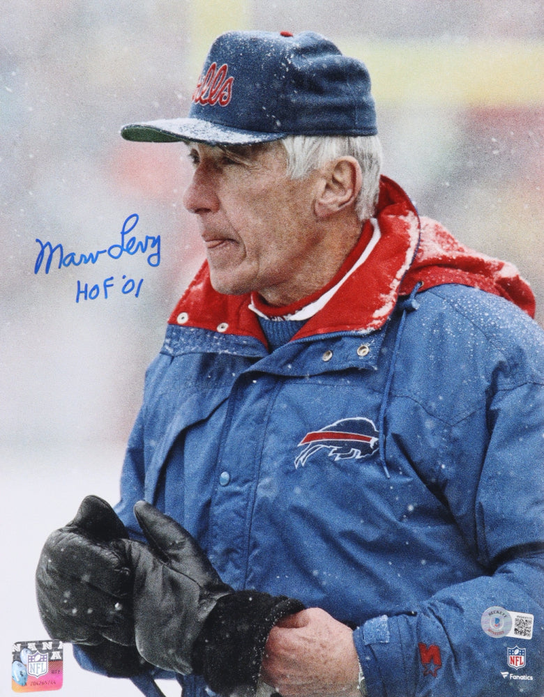 Marv Levy Signed Bills 11x14 Photo Inscribed "HOF '01" (Beckett)