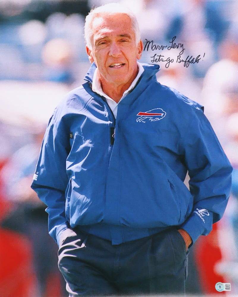 Marv Levy Signed Bills 16x20 Photo Inscribed "Lets Go Buffalo!" (Beckett)