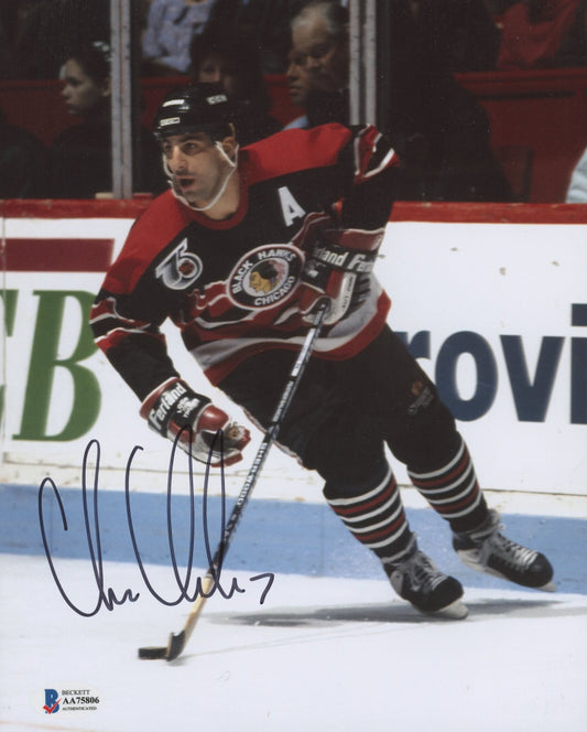 Chris Chelios Signed Blackhawks 8x10 Photo (Beckett)