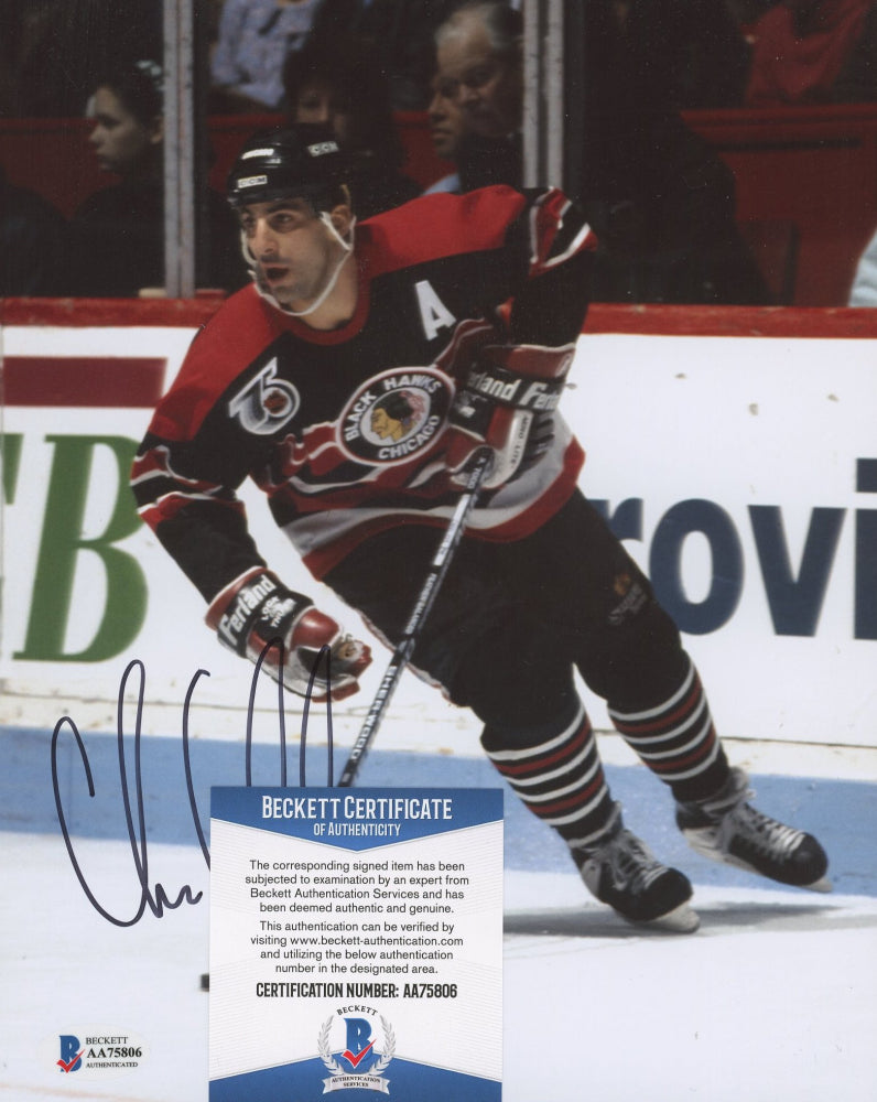 Chris Chelios Signed Blackhawks 8x10 Photo (Beckett)