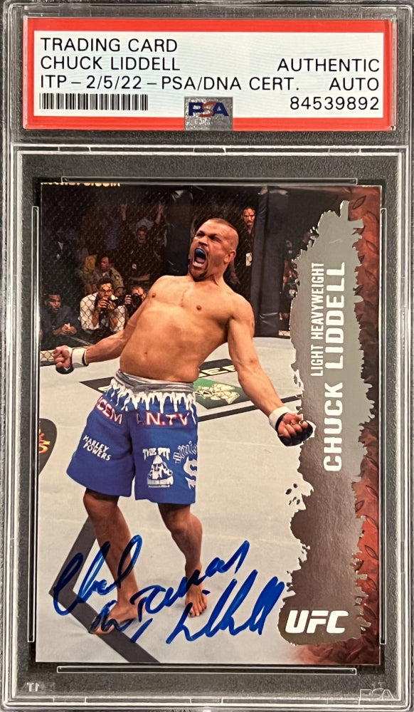 Chuck “The Iceman” Liddell Signed 2009 Topps UFC Round 2 Rookie #39 Inscribed “HOF 09” (PSA) - Rookie Card