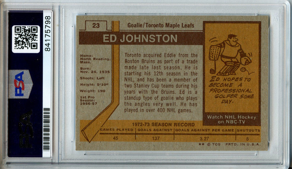 Eddie Johnston Signed 1973-74 Topps #23 DP (PSA)