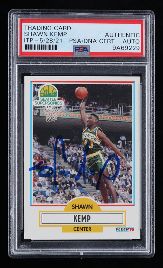 Shawn Kemp Signed 1990-91 Fleer #178 RC (PSA) - Rookie Card