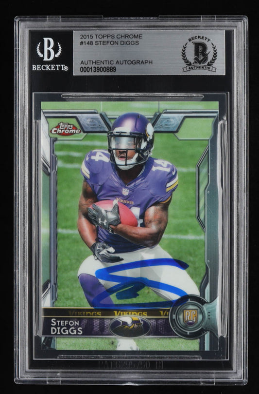 Stefon Diggs Signed 2015 Topps Chrome #148 (BGS) - Rookie Card