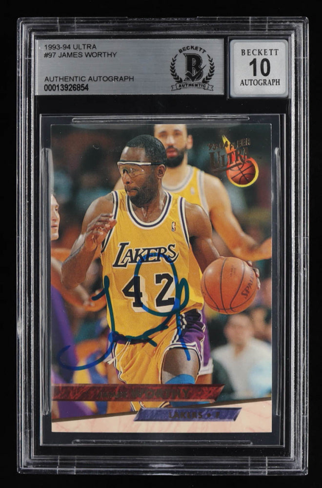 James Worthy Signed 1993-94 Ultra #97 - Autograph Graded Beckett (BGS) 10