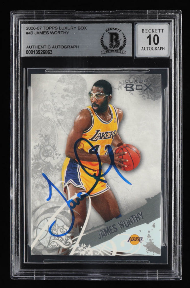 James Worthy Signed 2006-07 Topps Luxury Box #49 - Autograph Graded Beckett (BGS) 10